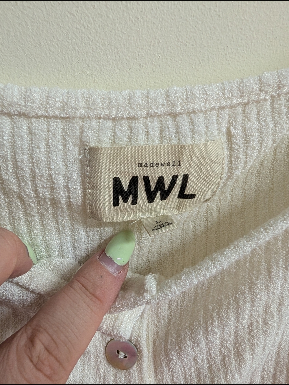 Madewell Mwl Cream Ribbed Button Sleep Set New With Tags M/L - Picture 4 of 8